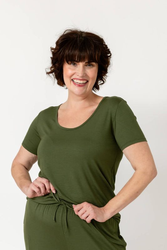 Piper & Mint Drier Nights Sleep Tee in Olive