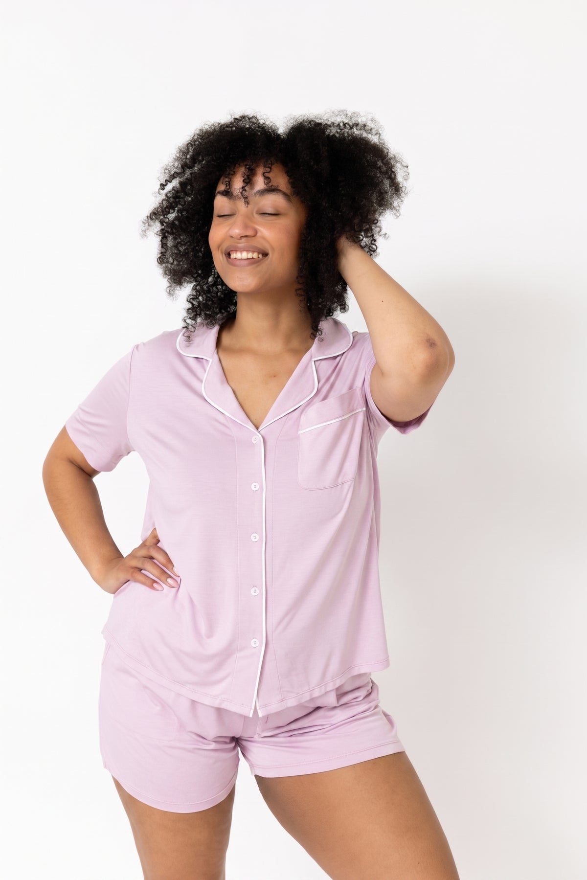 Drier Nights Button-Down Sleep Tee & Short Set