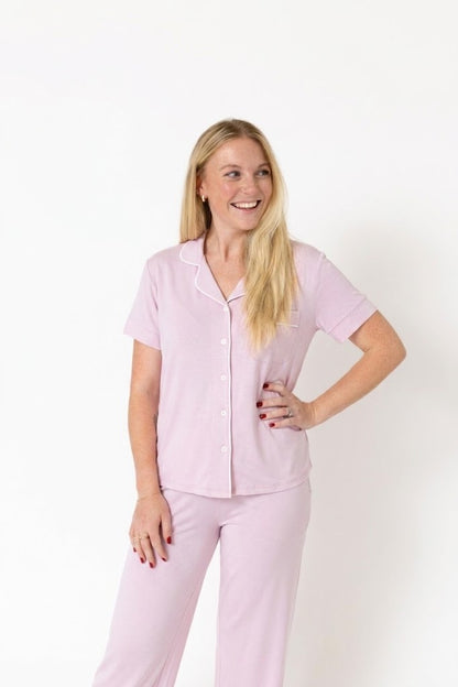 Drier Nights Button-Down Sleep Tee & Pant with Pockets Set